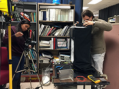 Kristy Cortez and Peter Megson set up the experiment imaging