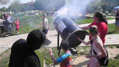 children firing vortex cannon