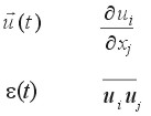 \bar{u}(t), \frac{\partial u_i}{\partial x_j}, \epsilon(t), and \bar{u_i u_j}